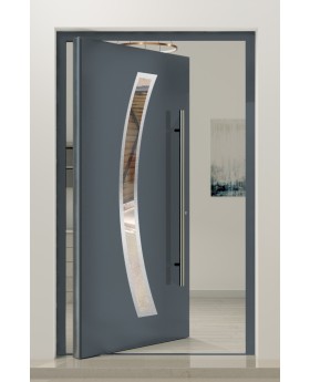 PIVOT Bumerang – Aluminium-Glas-Haupttür mit Drehgelenk