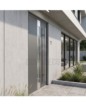 Eingangstür aus anthrazitfarbenem Aluminium 