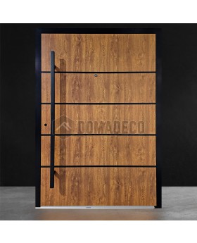 Goldene Eiche minimalistische Aluminium-Eingangstür