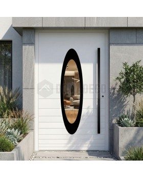 weiße, sichere, moderne Aluminium-Haustüren mit ovalem Glas