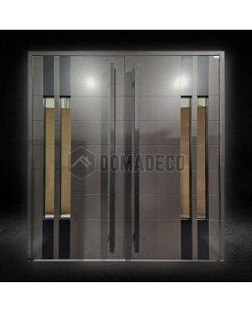 Doppeltür aus Aluminium für den Vordereingang in Bronze
