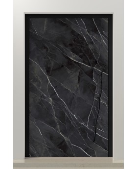PIVOT Calacatta - Drehtür aus Aluminium mit gesintertem Quarz in Calacatta Schwarz