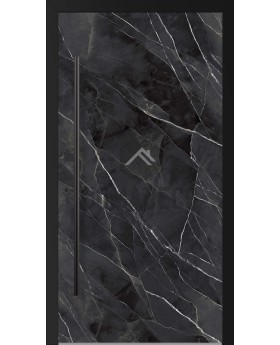 LIM Calacatta - Flügeltür aus Aluminium mit gesintertem Quarz in Calacatta Schwarz
