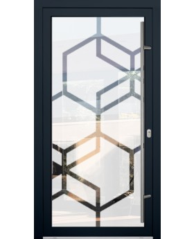 LIM Glass S13 - mattierte Aluminium-Sicherheitstür mit transparentem Dekor