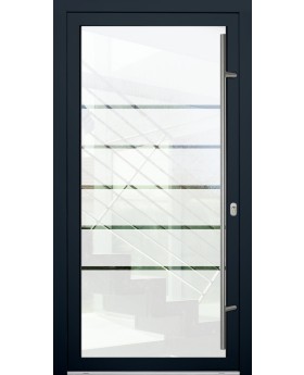 LIM Glass S5 - mattierte Haupttür mit fünf transparenten Streifen