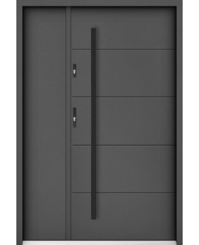 Sta Henson Uno – moderne Stahl-Haustür mit Sprossen und Seitenteil
