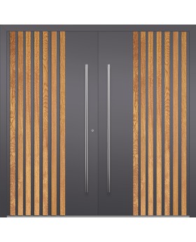 LIM RAIL3 double - Aluminium-Doppeltür mit vertikalen Lamellen aus Aluminiumprofilen