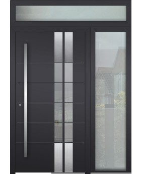 Aluminium-Flügeltür LIM mit rechter und oberer Glasscheibe (Ansicht von außen) 