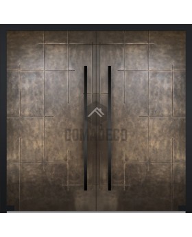 LIM M24 double - Aluminium-Doppelflügeltür mit Bronze-Flüssigmetall
