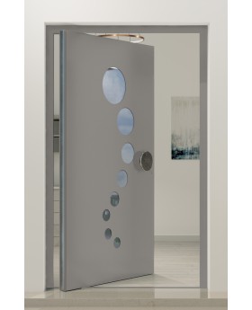 PIVOT 12E – Aluminium-Drehtür mit runden Fenstern