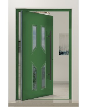 PIVOT CL11 - verglaste traditionelle Aluminium-Drehtür mit dekorativem Rahmen