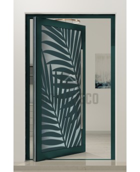 PIVOT G3 – Aluminium-Drehtür mit Glasfront und dekorativer Blende