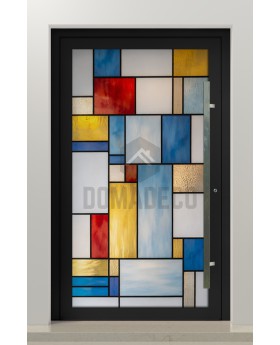 PIVOT SG1 – Außen-Aluminium-Drehtür mit Buntglas