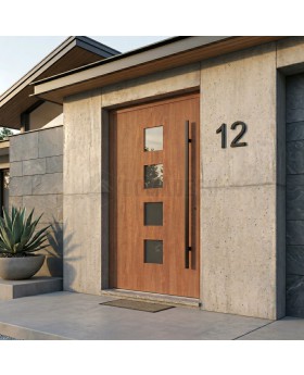Hochwertige, elegante Aluminium-Haustür in Eiche-Optik für Ihr Zuhause