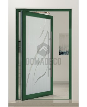 PIVOT Glass S11 - Aluminium-Drehtür, mattiert, mit transparentem Dekor
