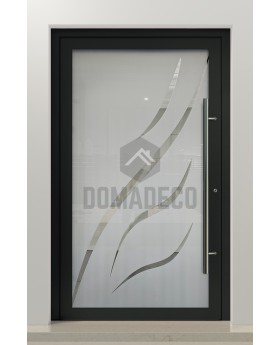 PIVOT Glass S11 - Aluminium-Drehtür, mattiert, mit transparentem Dekor