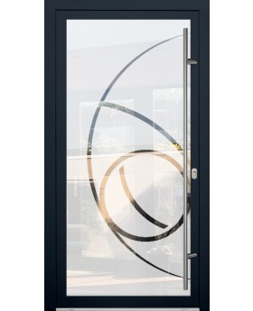 LIM Glass S16 – Aluminium-Fronttür mit mattierter Oberfläche und transparentem Dekor