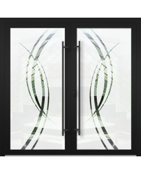 LIM GLASS double S - mattierte Aluminium-Doppeltür mit transparentem Motiv