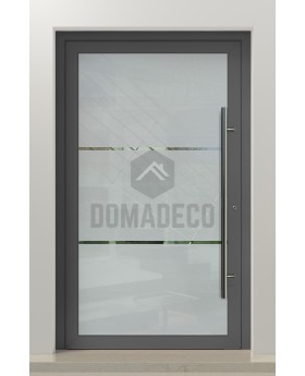 PIVOT Glass S2 - Aluminium mattierte Drehtür mit zwei transparenten Streifen