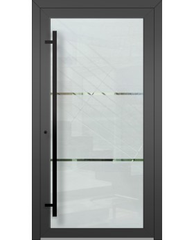 LIM Glass S2 – mattierte Haupttür mit zwei transparenten Streifen