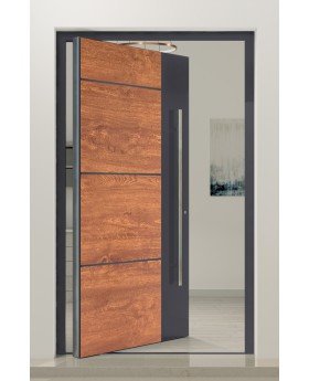 PIVOT V36 – Aluminium-Drehtür mit Holzdekor