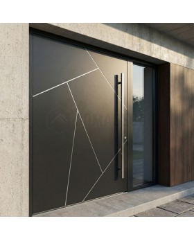 Drehflügeltür mit rechtem Seitenfenster (Ansicht von außen) 