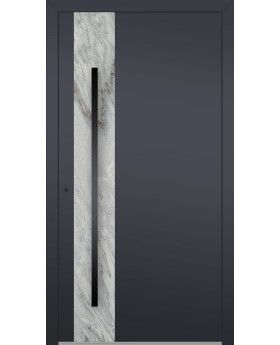 LIM V41 - Aluminium-Eingangstür mit weißer Felsensteintextur