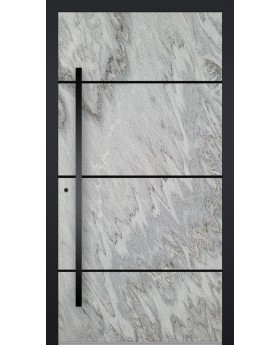 LIM V42 - Aluminium-Eingangstür mit weißer Steintextur