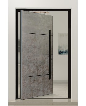 PIVOT V56 - Aluminium-Drehtür mit gesintertem Quarz verkleidet