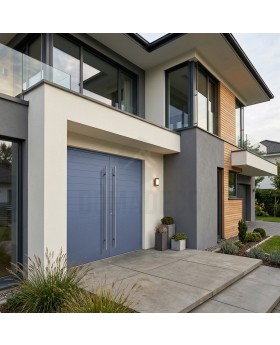 Doppeltür aus Aluminium mit Rippen, für den Außenbereich, einbaufertig