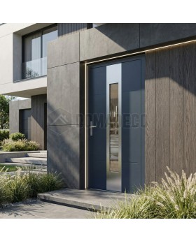 Anthrazitfarbene Aluminium-Haustür mit Glas