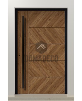 PIVOT WOODLINE 4 – Drehtür mit Abdeckung Creek Larch Hochdrucklaminat in Holzoptik