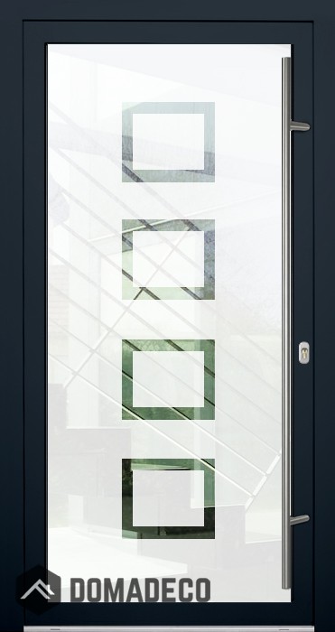 LIM Glass S8 - sandfarbene Haustür mit transparentem Dekor