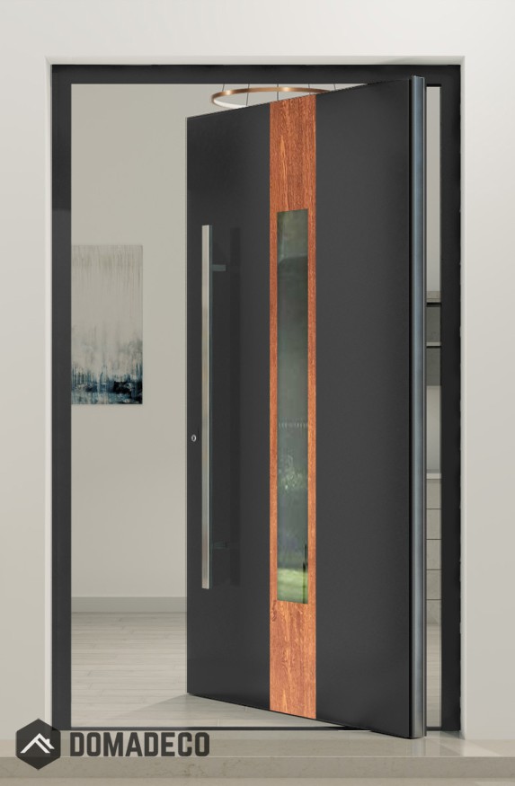 PIVOT V08 - Aluminium-Haustür mit Naturstein